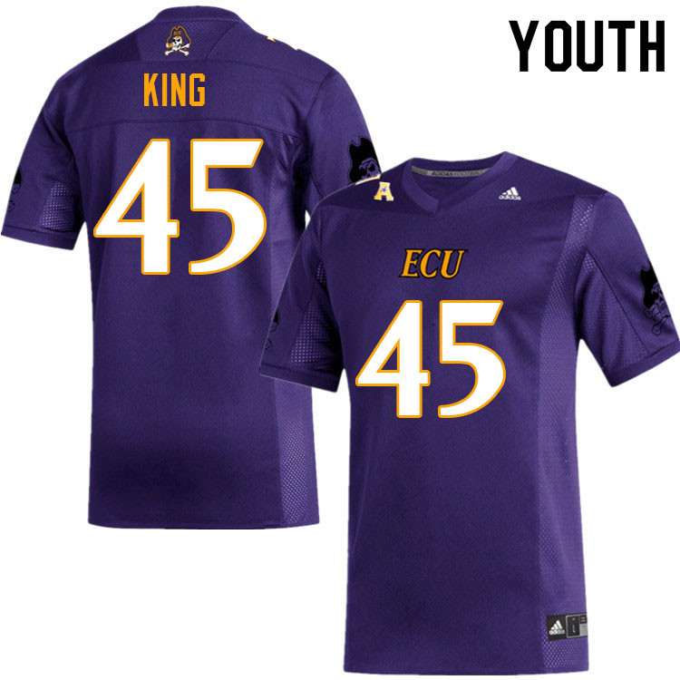 Youth #45 Devon King ECU Pirates College Football Jerseys Sale-Purple